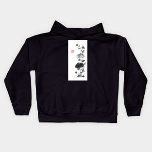 Flower scroll of light and shadow sumi-e painting Kids Hoodie